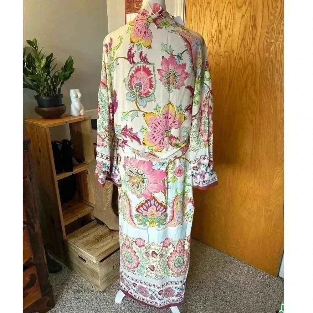 Zara Floral Print Kimono Belted - Picture 4 of 8